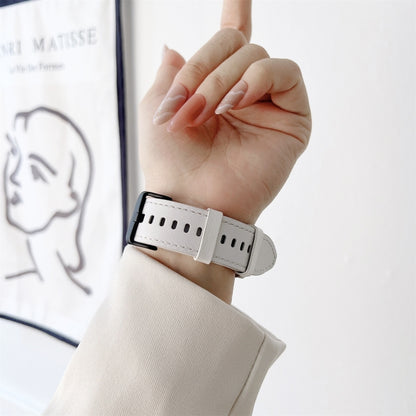 For Samsung Galaxy Watch4 40mm / 44mm Double-sided Leather Strap Watch Band(White) by bashfashion