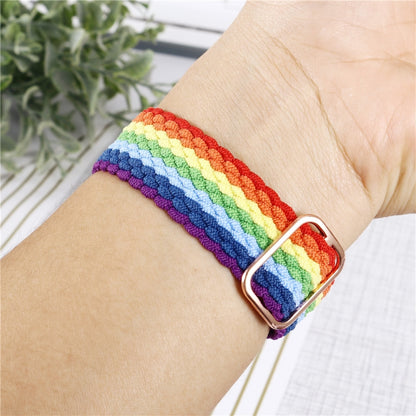 Adjustable Striped Woven Nylon Watch Band + Watch Case Set For Apple Watch Series 7 41mm/6&SE&5&4 40mm/3&2&1 38mm(Black White Purple) by bashfashion