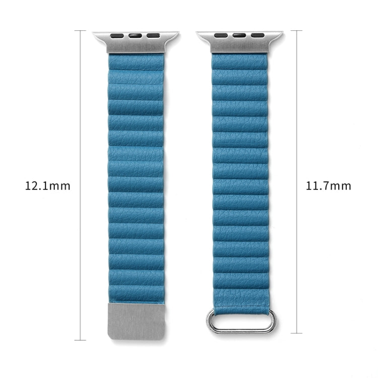 Magnetic Leather Strap Watch Band For Apple Watch Series 9&8&7 41mm / SE 3&SE 2&6&SE&5&4 40mm / 3&2&1 38mm(Black Buckle Space Grey) by bashfashion