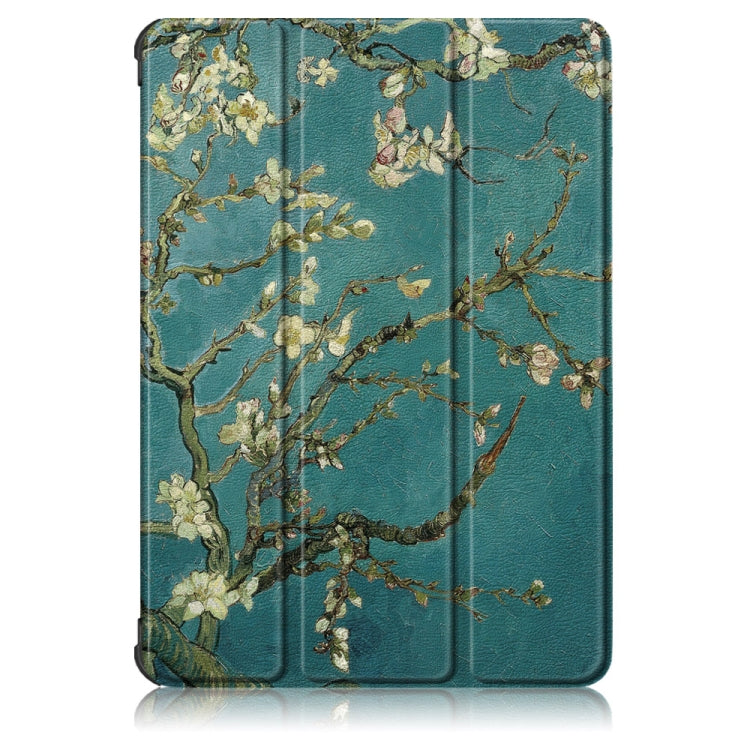 For Samsung Galaxy Tab S7 FE 12.4 inch Painted TPU Horizontal Flip Tablet Leather Case with 3-Fold Holder & Sleep / Wake-up Function(Apricot Blossom) by bashfashion