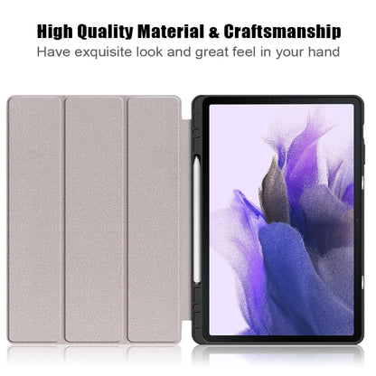For Samsung Galaxy Tab S7 FE 12.4 inch Painted TPU Horizontal Flip Tablet Leather Case with 3-Fold Holder & Sleep / Wake-up Function(Apricot Blossom) by bashfashion
