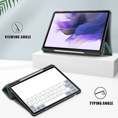 For Samsung Galaxy Tab S7 FE 12.4 inch Painted TPU Horizontal Flip Tablet Leather Case with 3-Fold Holder & Sleep / Wake-up Function(Apricot Blossom) by bashfashion