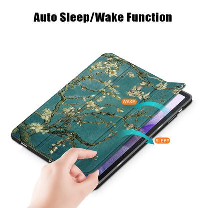 For Samsung Galaxy Tab S7 FE 12.4 inch Painted TPU Horizontal Flip Tablet Leather Case with 3-Fold Holder & Sleep / Wake-up Function(Apricot Blossom) by bashfashion