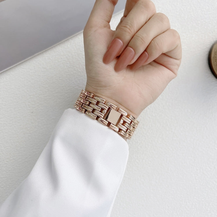 Five Baht Stripes Stainless Steel Strap Watch Band For Apple Watch Series 9&8&7 41mm / SE 3&SE 2&6&SE&5&4 40mm / 3&2&1 38mm(Gold) by bashfashion