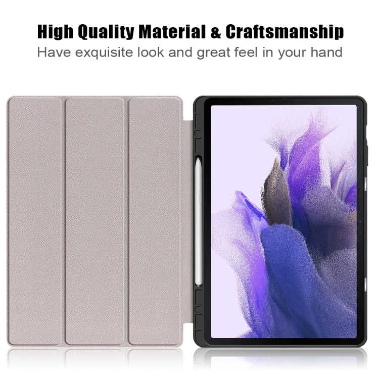 For Samsung Galaxy Tab S7 FE 12.4 Solid Color TPU Horizontal Flip Tablet Leather Case with 3-Fold Holder & Sleep / Wake-up Function(Grey) by bashfashion