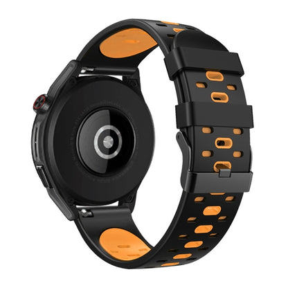 For Huawei Watch GT 3 22mm Three Rows Holes Two-color Silicone Watch Band(Black Orange) by bashfashion