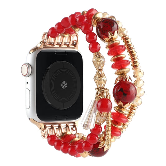 Pearl Strap Watch Band For Apple Watch Series 9&8&7 41mm / SE 3&SE 2&6&SE&5&4 40mm / 3&2&1 38mm(Red) by bashfashion