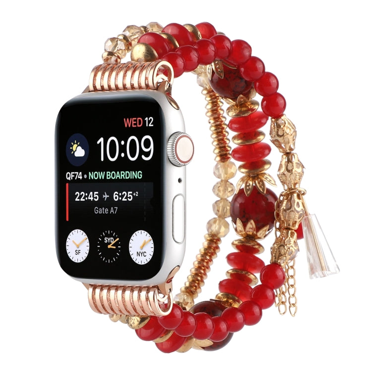 Pearl Strap Watch Band For Apple Watch Series 9&8&7 41mm / SE 3&SE 2&6&SE&5&4 40mm / 3&2&1 38mm(Red) by bashfashion