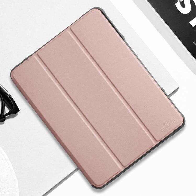 For iPad 9.7 Mutural Horizontal Flip PC + TPU + PU Leather Case with Holder & Pen Slot(Rose Gold) by Mutural