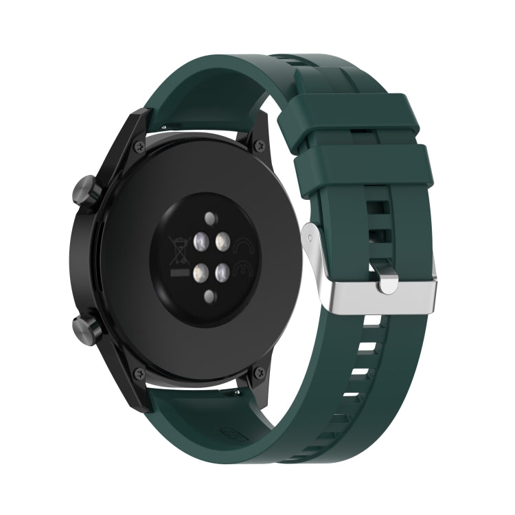 For Huawei Watch GT 3 42mm 20mm Silicone Silver Buckle Watch Band(Dark Green) by bashfashion