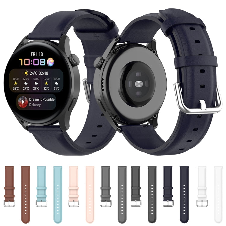 For Huawei Watch GT 3 46mm/GT Runner 22mm Round Tail Leather Watch Band(Grey) by bashfashion