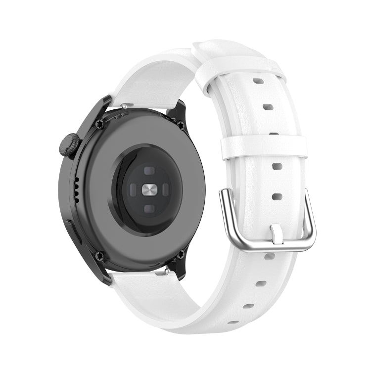 For Huawei Watch GT 3 42mm 20mm Round Tail Leather Watch Band(White) by bashfashion