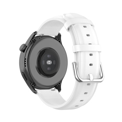 For Huawei Watch GT 3 42mm 20mm Round Tail Leather Watch Band(White) by bashfashion