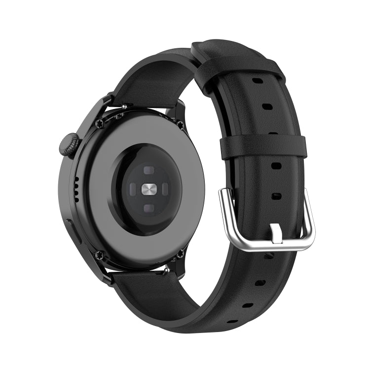 For Huawei Watch GT 3 42mm 20mm Round Tail Leather Watch Band(Black) by bashfashion