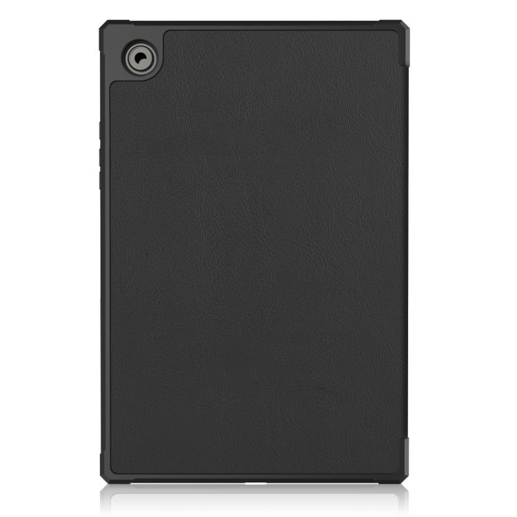 For Samsung Galaxy Tab A8 2021 SM-X205 3-Fold Holder Leather Tablet Case(Black) by bashfashion