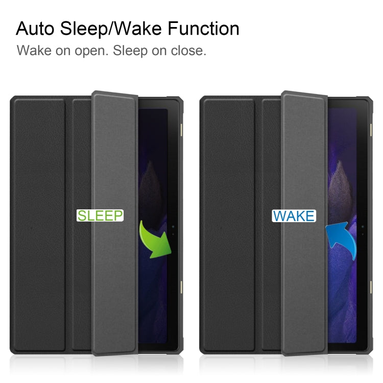 For Samsung Galaxy Tab A8 2021 SM-X205 3-Fold Holder Leather Tablet Case(Black) by bashfashion