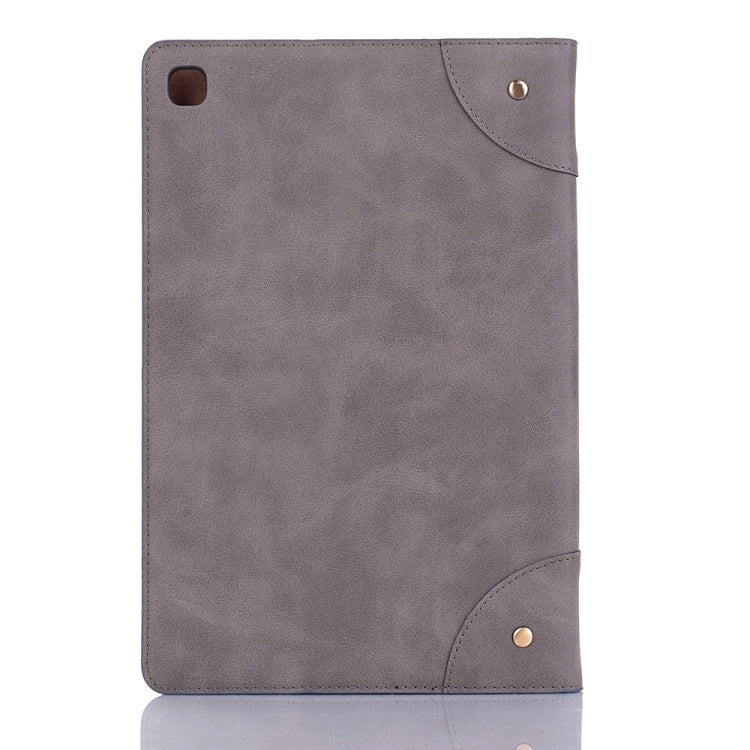 For Samsung Galaxy Tab A7 T500 Retro Leather Tablet Case(Grey) by bashfashion