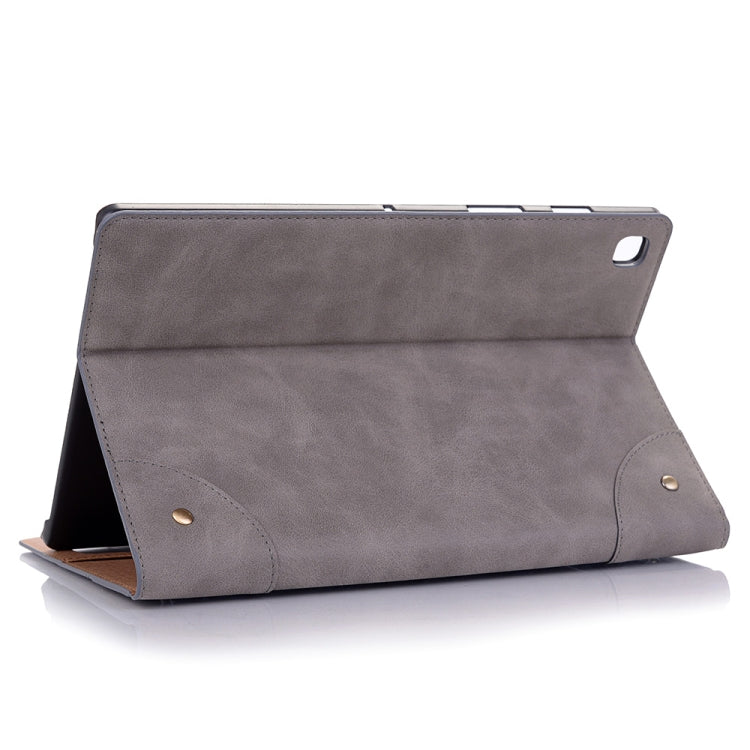 For Samsung Galaxy Tab A7 T500 Retro Leather Tablet Case(Grey) by bashfashion