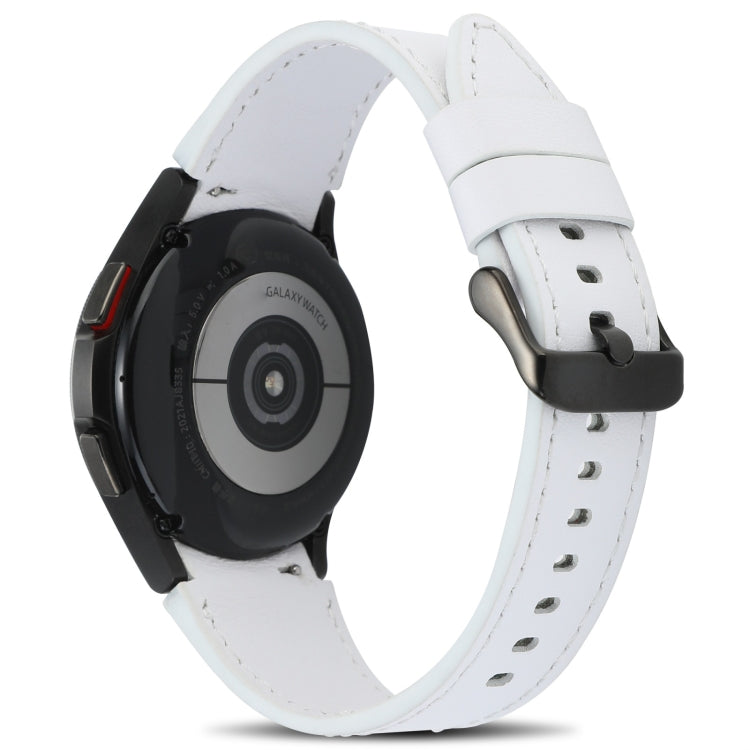 For Samsung Galaxy Watch4 40mm/44mm Double-sided Leather Watch Band(White) by bashfashion