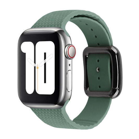 Black Buckle Silicone Watch Band For Apple Watch Series 9&8&7 41mm / SE 3&SE 2&6&SE&5&4 40mm / 3&2&1 38mm(Pine Needle Green) by bashfashion