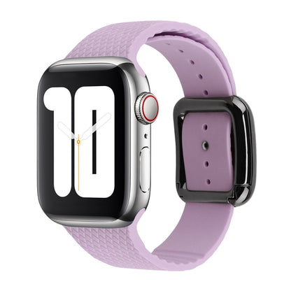 Black Buckle Silicone Watch Band For Apple Watch Series 9&8&7 41mm / SE 3&SE 2&6&SE&5&4 40mm / 3&2&1 38mm(Lavender Purple) by bashfashion