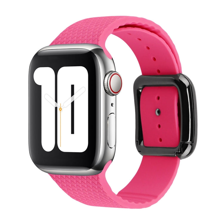 Black Buckle Silicone Watch Band For Apple Watch Ultra 49mm&Watch Ultra 2 49mm / Series 9&8&7 45mm / SE 3&SE 2&6&SE&5&4 44mm / 3&2&1 42mm(Pink) by bashfashion