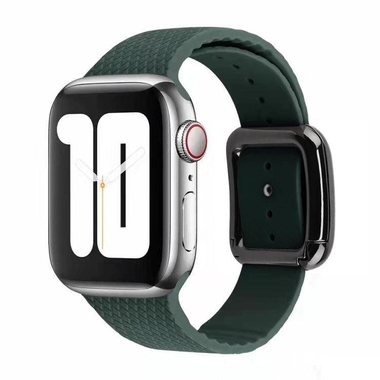Black Buckle Silicone Watch Band For Apple Watch Ultra 49mm&Watch Ultra 2 49mm / Series 9&8&7 45mm / SE 3&SE 2&6&SE&5&4 44mm / 3&2&1 42mm(Olive Green) by bashfashion