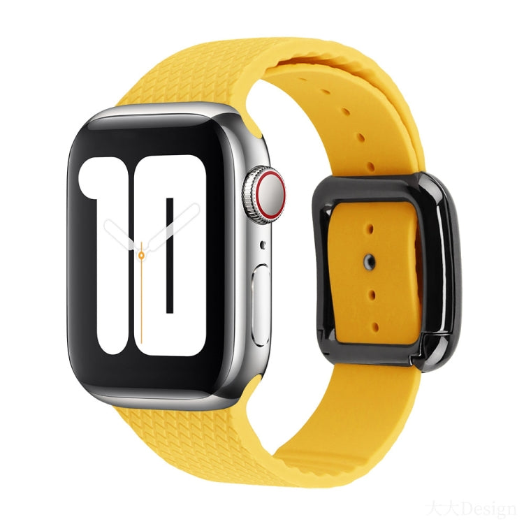 Black Buckle Silicone Watch Band For Apple Watch Ultra 49mm&Watch Ultra 2 49mm / Series 9&8&7 45mm / SE 3&SE 2&6&SE&5&4 44mm / 3&2&1 42mm(Yellow) by bashfashion