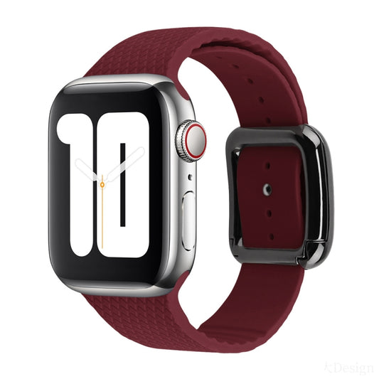 Black Buckle Silicone Watch Band For Apple Watch Ultra 49mm&Watch Ultra 2 49mm / Series 9&8&7 45mm / SE 3&SE 2&6&SE&5&4 44mm / 3&2&1 42mm(Wine Red) by bashfashion