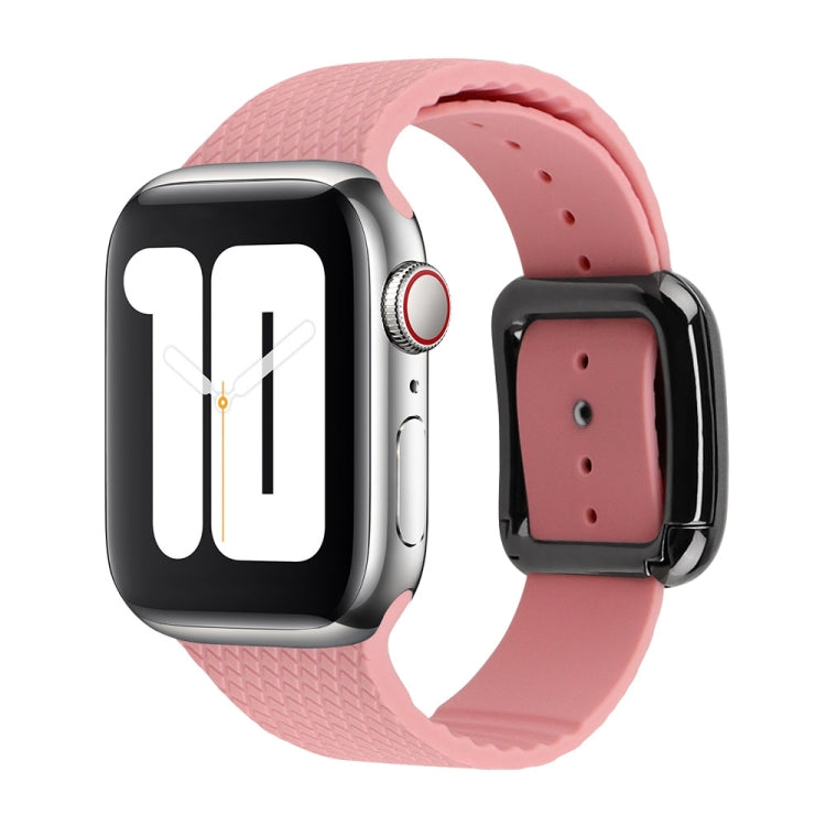 Black Buckle Silicone Watch Band For Apple Watch Ultra 49mm&Watch Ultra 2 49mm / Series 9&8&7 45mm / SE 3&SE 2&6&SE&5&4 44mm / 3&2&1 42mm(Light Pink) by bashfashion