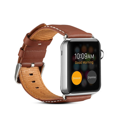 For Apple Watch Series 9&8&7 41mm / SE 3&SE 2&6&SE&5&4 40mm / 3&2&1 38mm Environmental Protection Genuine Leather Watch Band Watch Band(Light Brown) by bashfashion