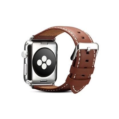 For Apple Watch Series 9&8&7 41mm / SE 3&SE 2&6&SE&5&4 40mm / 3&2&1 38mm Environmental Protection Genuine Leather Watch Band Watch Band(Light Brown) by bashfashion