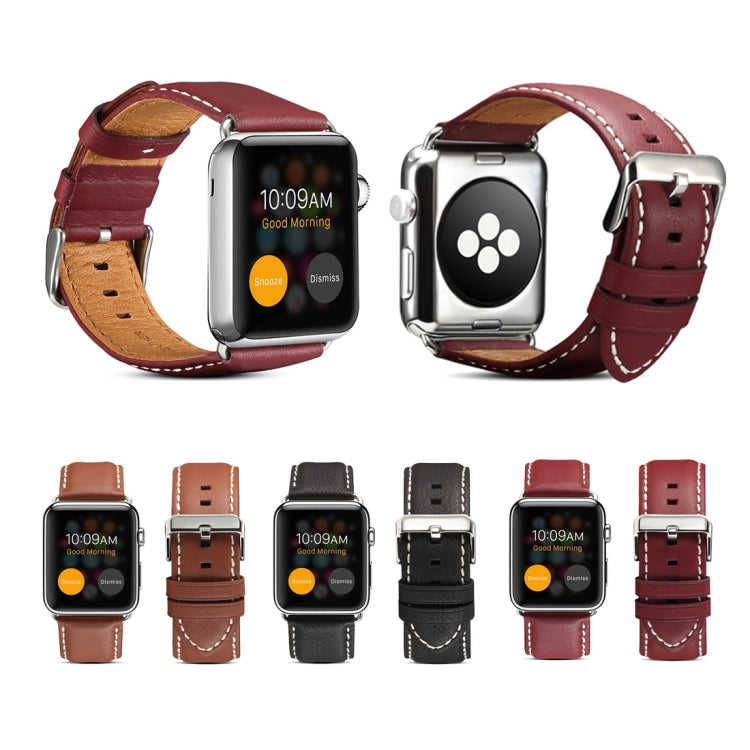 For Apple Watch Series 9&8&7 41mm / SE 3&SE 2&6&SE&5&4 40mm / 3&2&1 38mm Environmental Protection Genuine Leather Watch Band Watch Band(Light Brown) by bashfashion