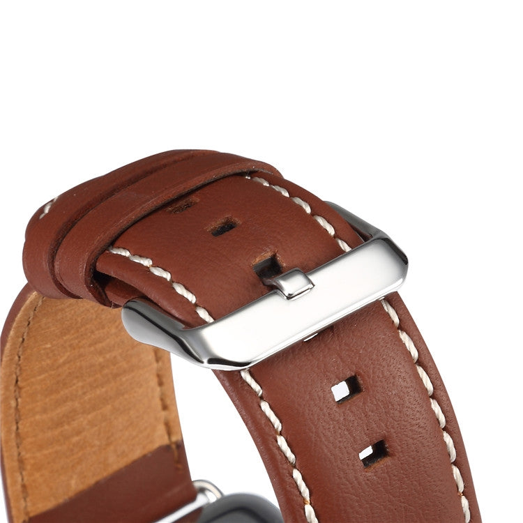 For Apple Watch Series 7 45mm / 6 & SE & 5 & 4 44mm / 3 & 2 & 1 42mm Environmental Protection Genuine Leather Watch Band Watch Band(Light Brown) by bashfashion