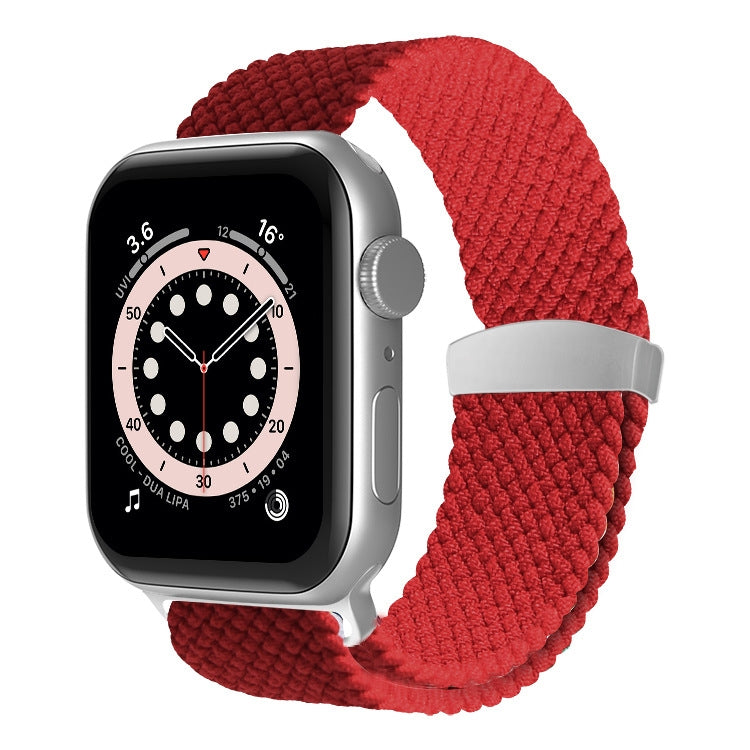 Nylon Braid Watch Band For Apple Watch Ultra 49mm&Watch Ultra 2 49mm / Series 9&8&7 45mm / SE 3&SE 2&6&SE&5&4 44mm / 3&2&1 42mm(Red) by bashfashion
