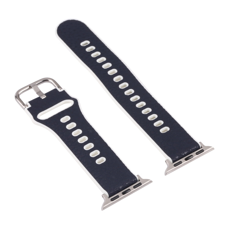 Litchi TPU Watch Band For Apple Watch Series 9&8&7 41mm / SE 3&SE 2&6&SE&5&4 40mm / 3&2&1 38mm(Blue White) by bashfashion