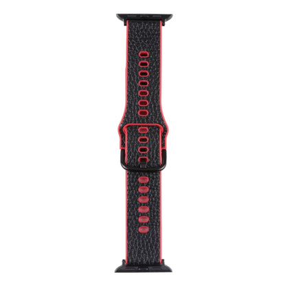 Litchi TPU Watch Band For Apple Watch Series 9&8&7 41mm / SE 3&SE 2&6&SE&5&4 40mm / 3&2&1 38mm(Black Red) by bashfashion
