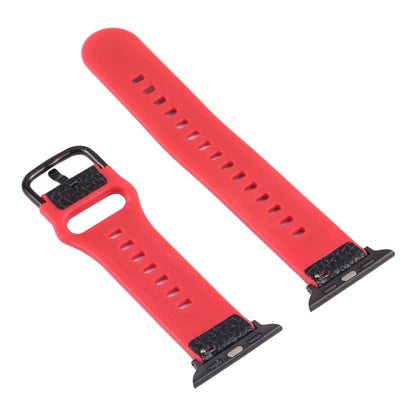 Litchi TPU Watch Band For Apple Watch Series 9&8&7 41mm / SE 3&SE 2&6&SE&5&4 40mm / 3&2&1 38mm(Black Red) by bashfashion