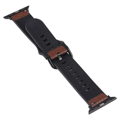 Litchi TPU Watch Band For Apple Watch Series 9&8&7 41mm / SE 3&SE 2&6&SE&5&4 40mm / 3&2&1 38mm(Coffee Black) by bashfashion