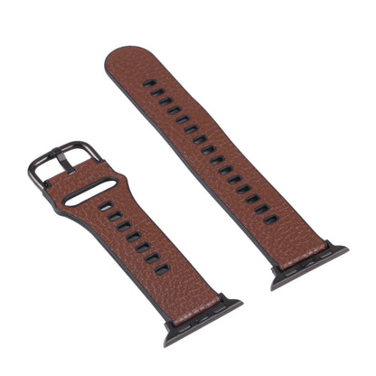 Litchi TPU Watch Band For Apple Watch Series 9&8&7 41mm / SE 3&SE 2&6&SE&5&4 40mm / 3&2&1 38mm(Coffee Black) by bashfashion