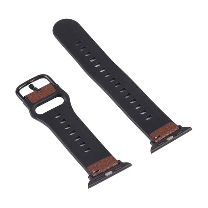 Litchi TPU Watch Band For Apple Watch Series 9&8&7 41mm / SE 3&SE 2&6&SE&5&4 40mm / 3&2&1 38mm(Coffee Black) by bashfashion
