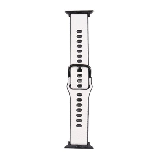 Litchi TPU Watch Band For Apple Watch Series 9&8&7 41mm / SE 3&SE 2&6&SE&5&4 40mm / 3&2&1 38mm(White Black) by bashfashion