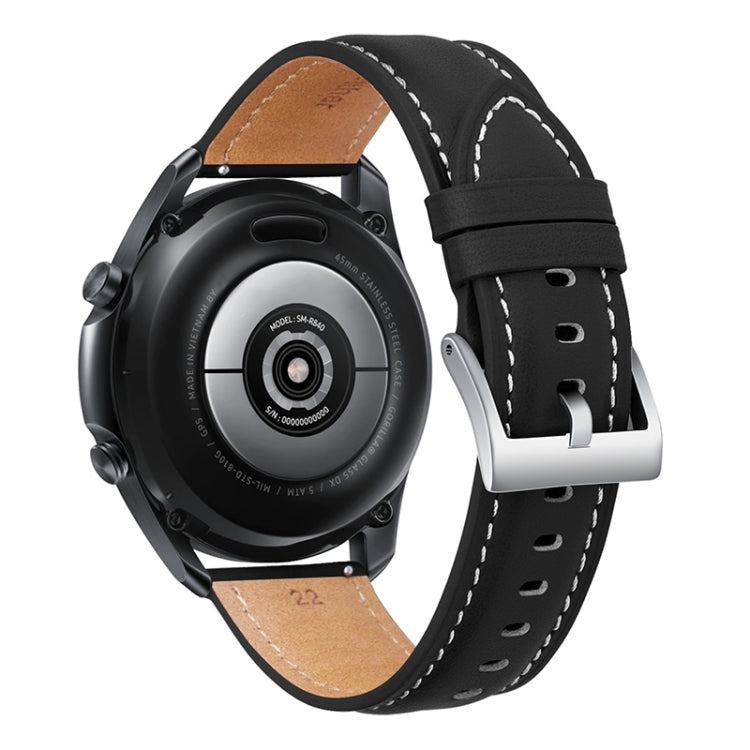 For Samsung Galaxy Watch4 40mm/44mm Leather Strap Watch Band(Black) by bashfashion