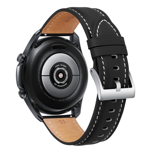 For Samsung Galaxy Watch4 40mm/44mm Leather Strap Watch Band(Black) by bashfashion