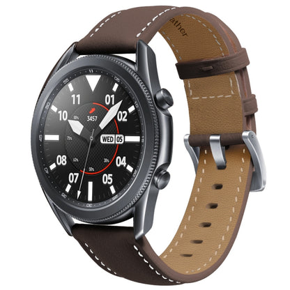 For Samsung Galaxy Watch4 40mm/44mm Leather Strap Watch Band(Dark Brown) by bashfashion