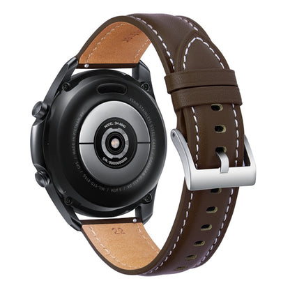 For Samsung Galaxy Watch4 40mm/44mm Leather Strap Watch Band(Dark Brown) by bashfashion
