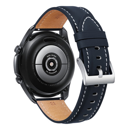 For Samsung Galaxy Watch4 40mm/44mm Leather Strap Watch Band(Dark Blue) by bashfashion
