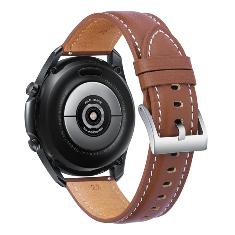 For Samsung Galaxy Watch4 40mm/44mm Leather Strap Watch Band(Light Brown) by bashfashion