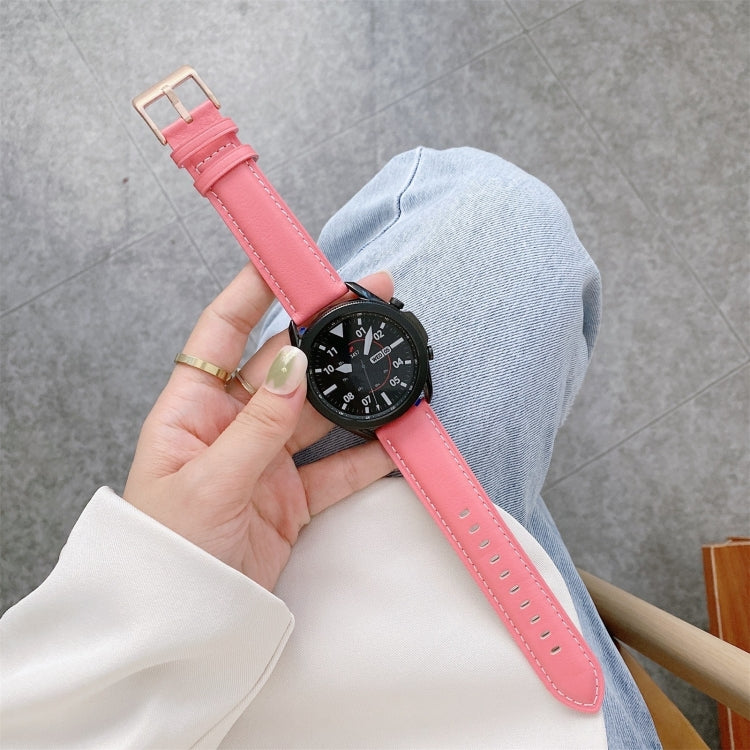 For Samsung Galaxy Watch4 40mm/44mm Leather Strap Watch Band(Dark Pink) by bashfashion