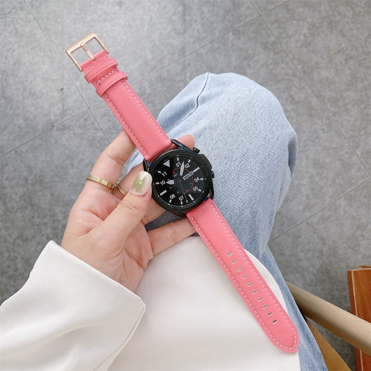 For Samsung Galaxy Watch4 40mm/44mm Leather Strap Watch Band(Dark Pink) by bashfashion
